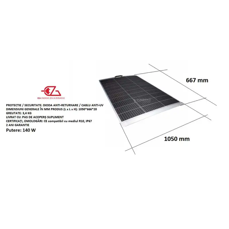 panou solar SEMI-FLEX PERC - EZA SOLAR