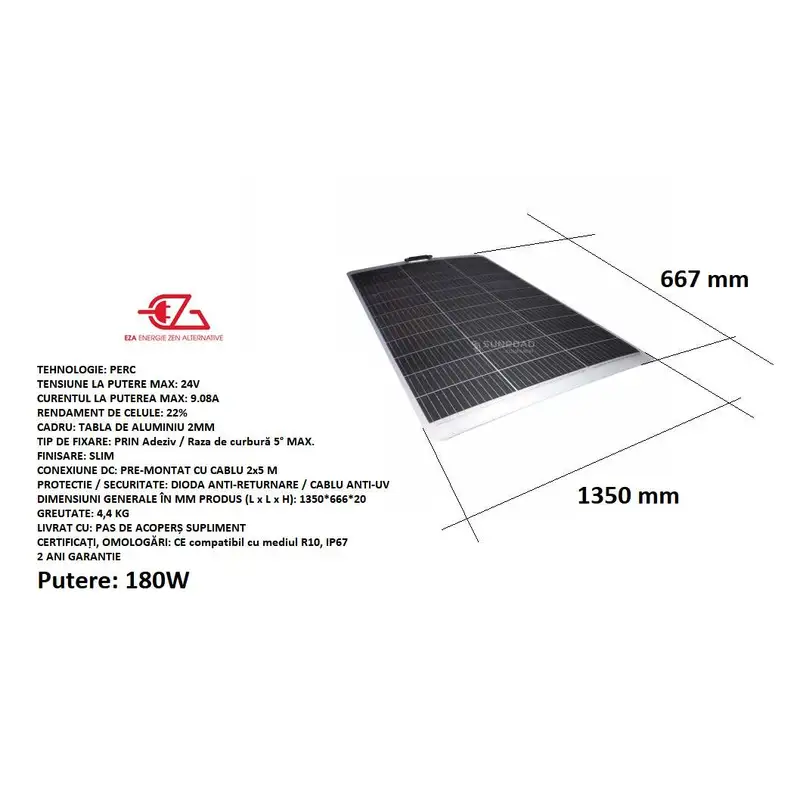 panou solar SEMI-FLEX PERC - EZA SOLAR