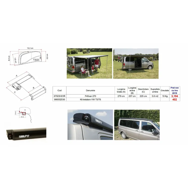 veranda speciala pentru miniVan F40 - FIAMMA