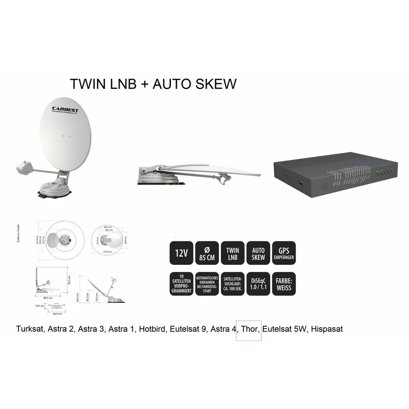 Antena de satelit automata Carbest Multi-Sat X85 Twin + Skew