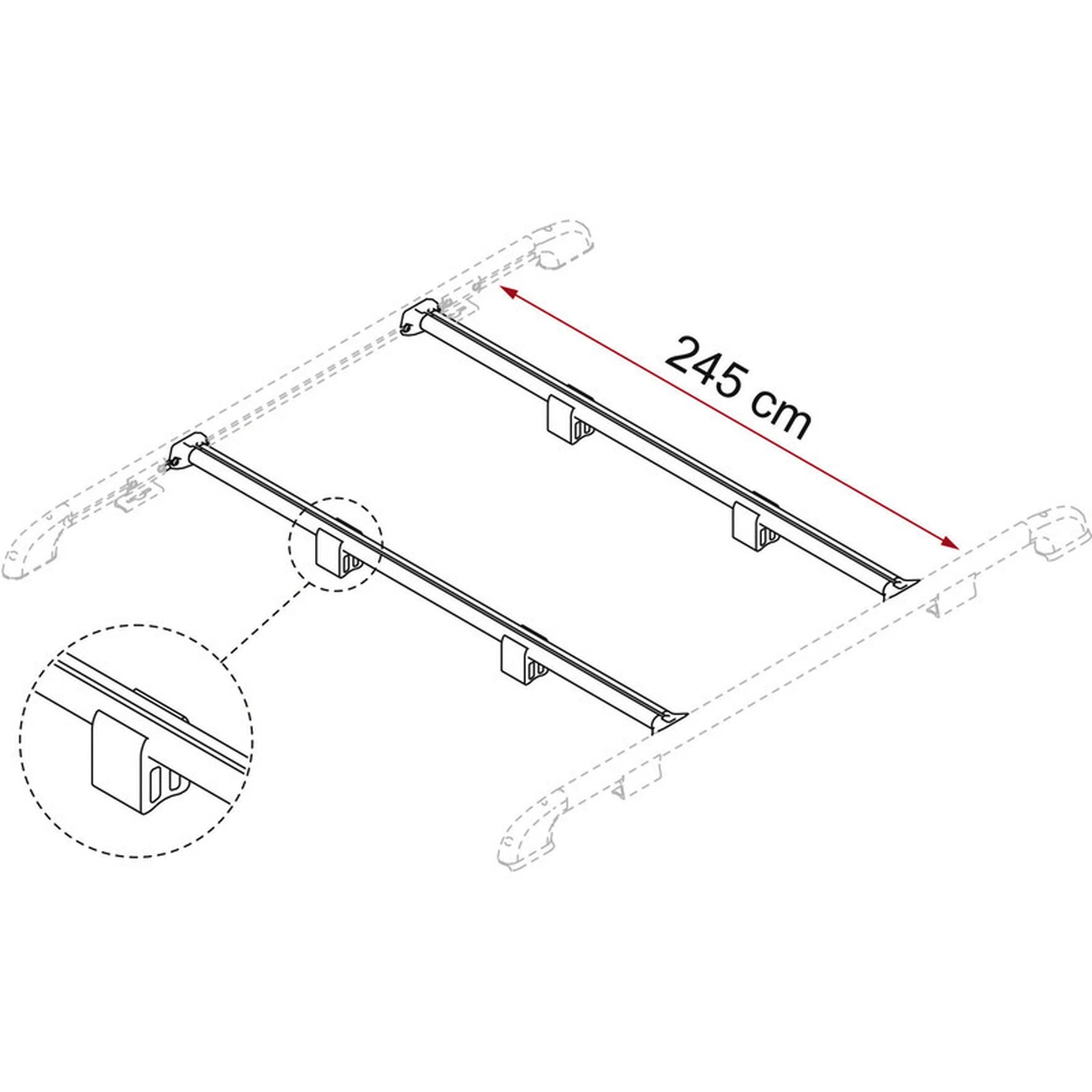 set 2 bare transversale portbagaj Fixing-Bar Rail - FIAMMA