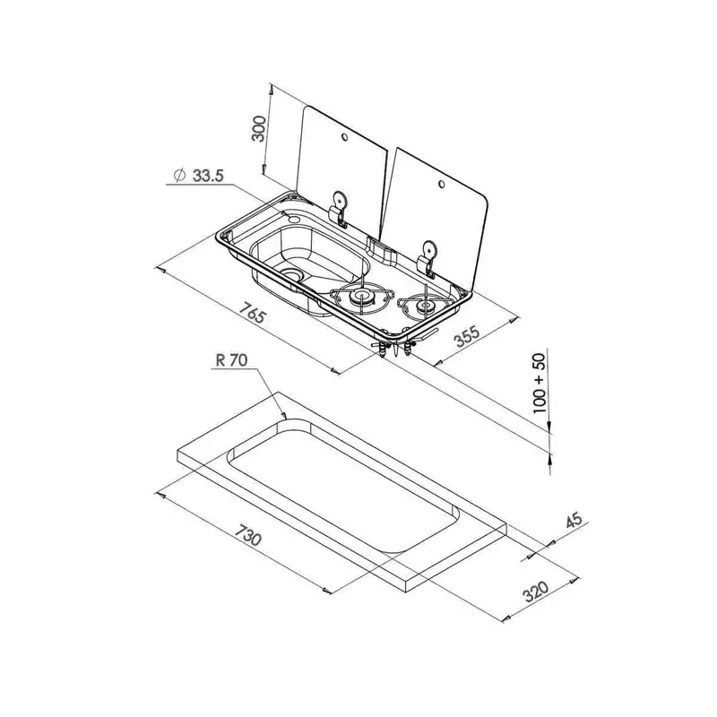 masina de gatit 2 ochiuri + chiuveta FL1765 - CAN