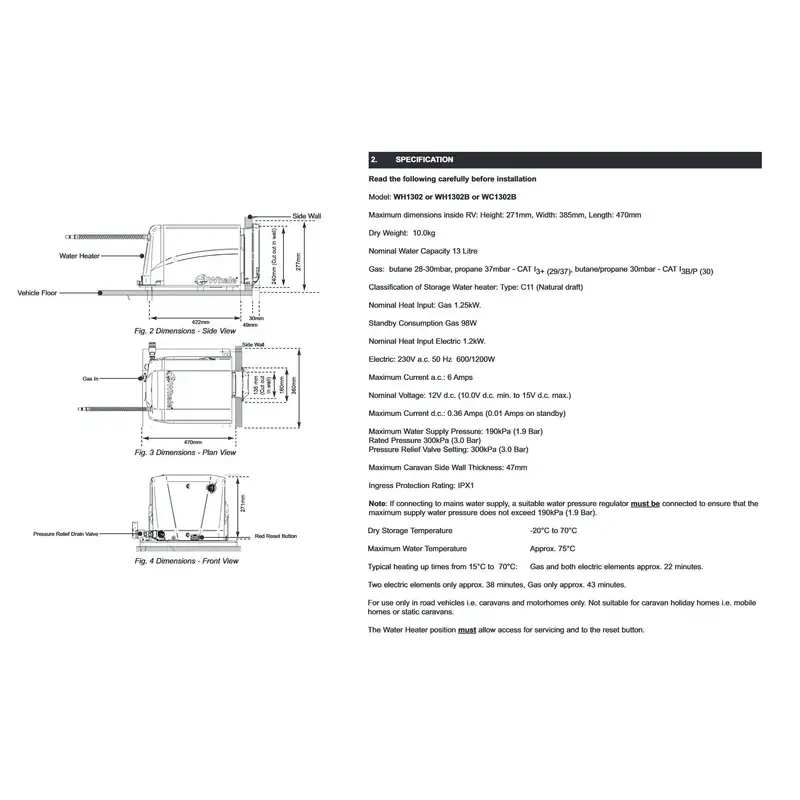 boiler apa calda 13L gaz +220V   - WHALE